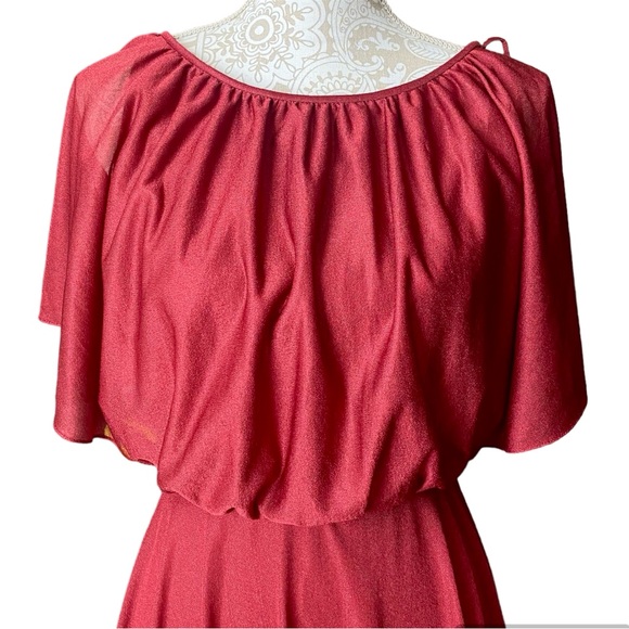 Vintage 70s Burgundy Maxi Dress - Picture 4 of 7